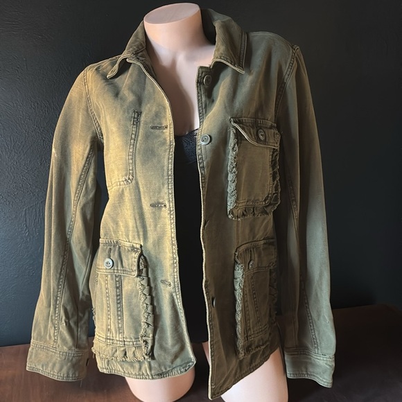 ANTHROPOLOGIE Ruffled Utility Jacket small - Picture 3 of 7